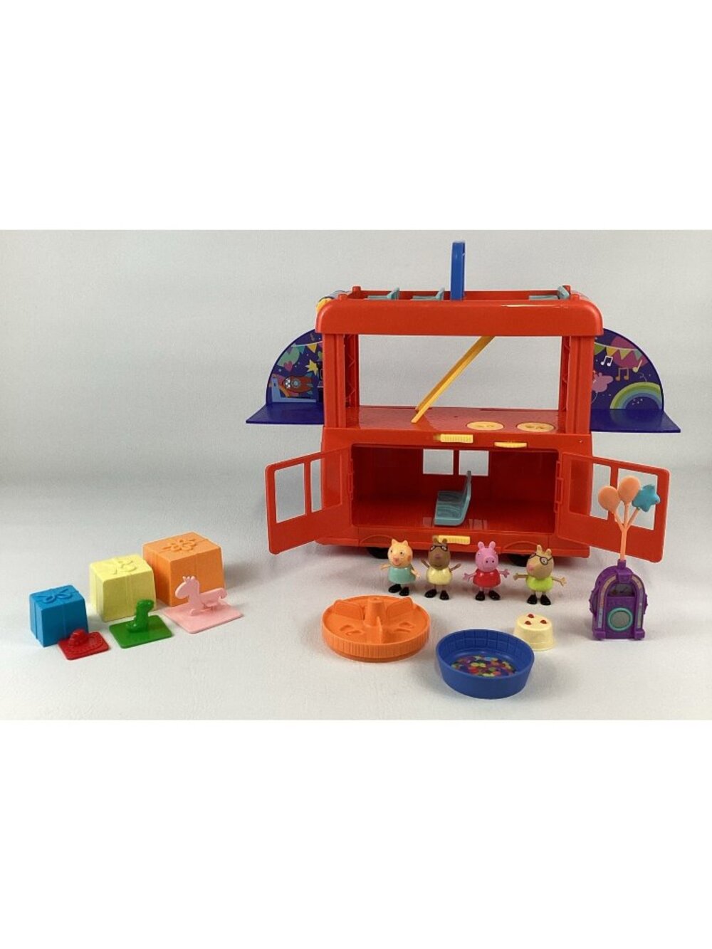 Hasbro Peppa Pig 2-in-1 Party Bus Playset Figures Accessories Near Complete 99%